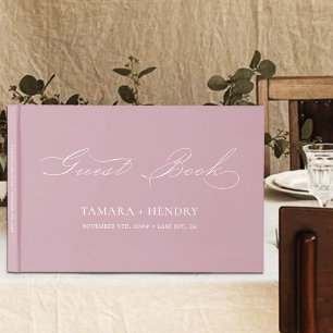 Calligraphy Dusty Ro Bröllop med enkel Elegant Gästböcker
