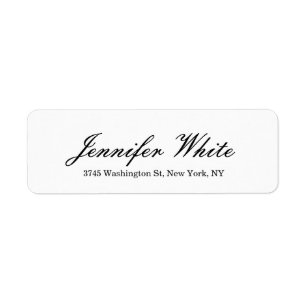 Calligraphy Elegant Black & White Classical Returadress Etikett