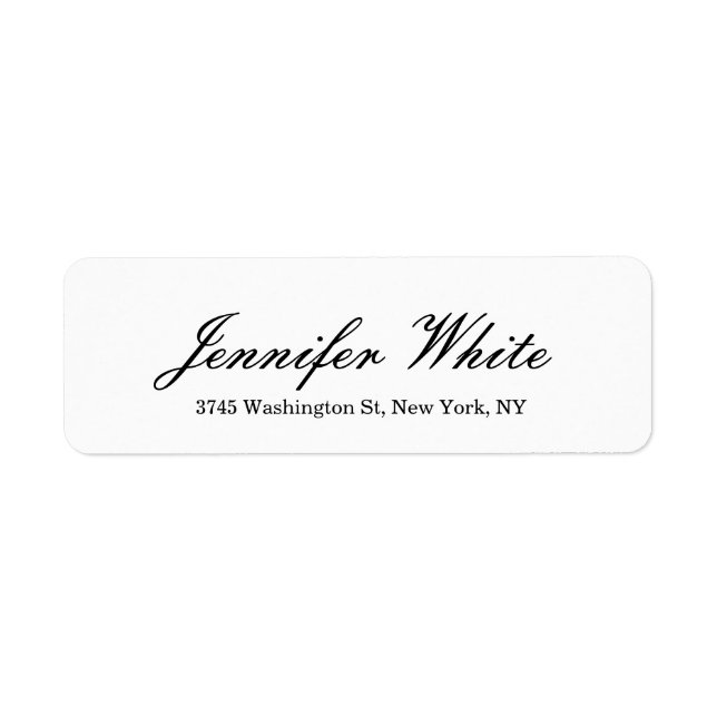 Calligraphy Elegant Black & White Classical Returadress Etikett (Framsidan)