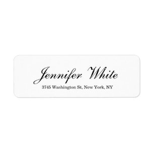 Calligraphy Elegant Black & White Classical Returadress Etikett