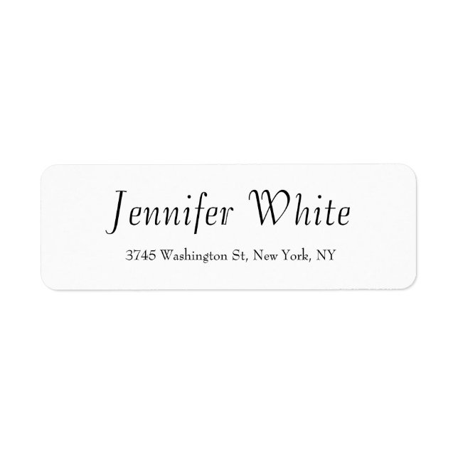 Calligraphy Elegant Black & White Minimalist Returadress Etikett (Framsidan)