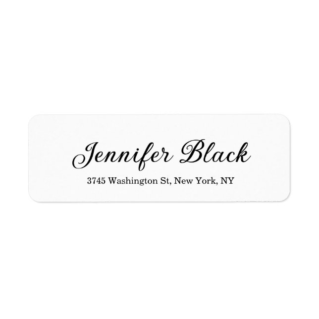 Calligraphy Elegant Black & White Namn-adresser Returadress Etikett (Framsidan)