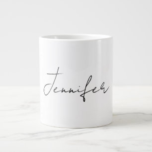 Calligraphy Elegant Black White Plain Simple Namn Jumbo Mugg
