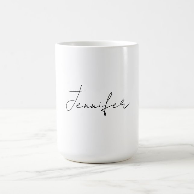 Calligraphy Elegant Black White Plain Simple Namn Kaffemugg (Center)