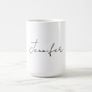 Calligraphy Elegant Black White Plain Simple Namn Kaffemugg