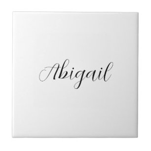 Calligraphy Elegant Black White Plain Simple Namn Kakelplatta