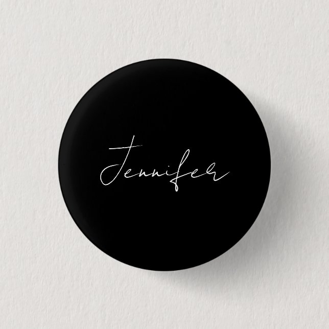 Calligraphy Elegant Black White Plain Simple Namn Knapp (Framsida)