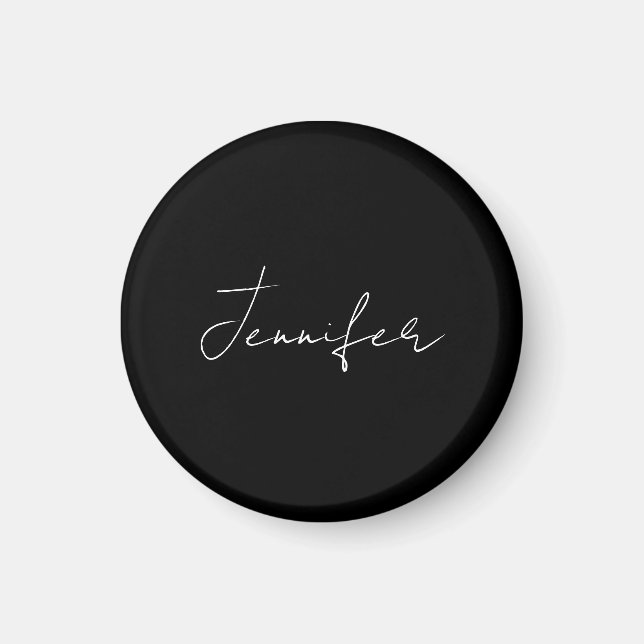 Calligraphy Elegant Black White Plain Simple Namn Magnet (Framsidan)