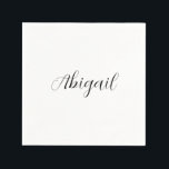 Calligraphy Elegant Black White Plain Simple Namn Pappersservett<br><div class="desc">Tittar du för en vacker kalligrafi med en estetisk handstil? Den här enkla,  öga-fångstdesignen är till för dig. Den här produkten imponerar omedelbart på dem som ser den. Bran och den smakfulla utformningen återspeglar omedelbart kvaliteten på ditt förhållande och din familj.</div>
