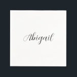 Calligraphy Elegant Black White Plain Simple Namn Pappersservett<br><div class="desc">Tittar du för en vacker kalligrafi med en estetisk handstil? Den här enkla,  öga-fångstdesignen är till för dig. Den här produkten imponerar omedelbart på dem som ser den. Bran och den smakfulla utformningen återspeglar omedelbart kvaliteten på ditt förhållande och din familj.</div>