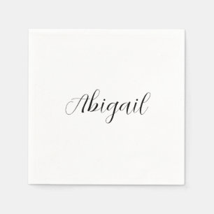 Calligraphy Elegant Black White Plain Simple Namn Pappersservett