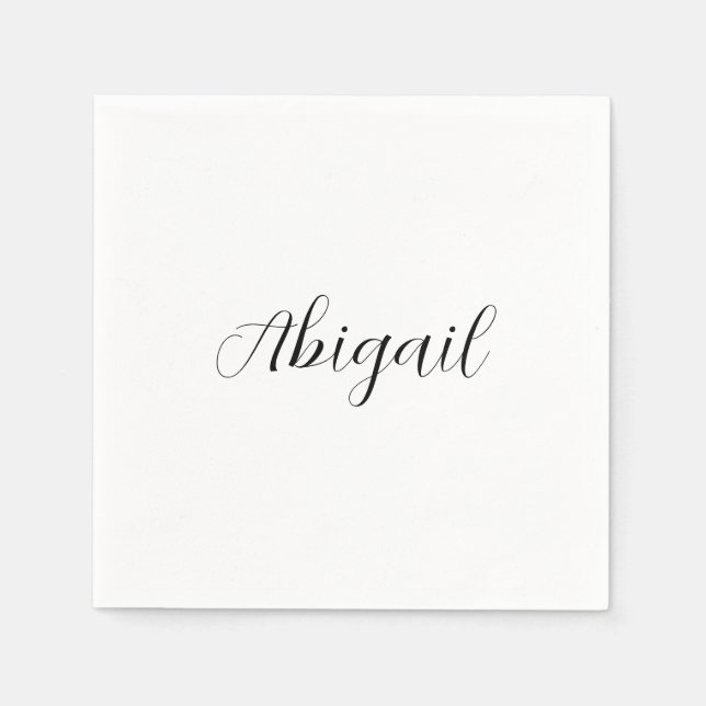Calligraphy Elegant Black White Plain Simple Namn Pappersservett (Framsidan)