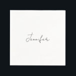 Calligraphy Elegant Black White Plain Simple Namn Pappersservett<br><div class="desc">Tittar du för en vacker kalligrafi med en estetisk handstil? Den här enkla,  öga-fångstdesignen är till för dig. Den här produkten imponerar omedelbart på dem som ser den. Bran och den smakfulla utformningen återspeglar omedelbart kvaliteten på ditt förhållande och din familj.</div>
