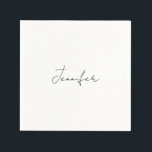 Calligraphy Elegant Black White Plain Simple Namn Pappersservett<br><div class="desc">Tittar du för en vacker kalligrafi med en estetisk handstil? Den här enkla,  öga-fångstdesignen är till för dig. Den här produkten imponerar omedelbart på dem som ser den. Bran och den smakfulla utformningen återspeglar omedelbart kvaliteten på ditt förhållande och din familj.</div>