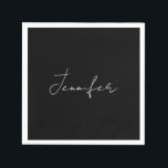 Calligraphy Elegant Black White Plain Simple Namn Pappersservett<br><div class="desc">Tittar du för en vacker kalligrafi med en estetisk handstil? Den här enkla,  öga-fångstdesignen är till för dig. Den här produkten imponerar omedelbart på dem som ser den. Bran och den smakfulla utformningen återspeglar omedelbart kvaliteten på ditt förhållande och din familj.</div>