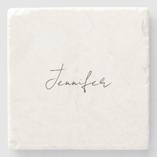 Calligraphy Elegant Black White Plain Simple Namn Stenunderlägg