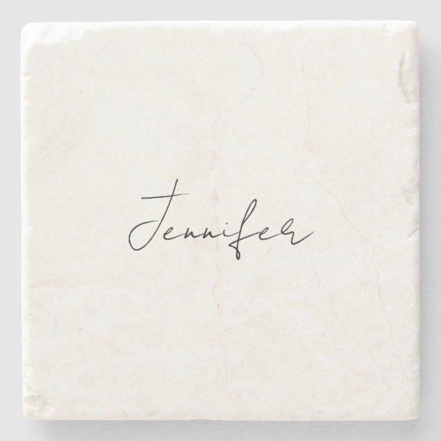 Calligraphy Elegant Black White Plain Simple Namn Stenunderlägg (Framsidan)