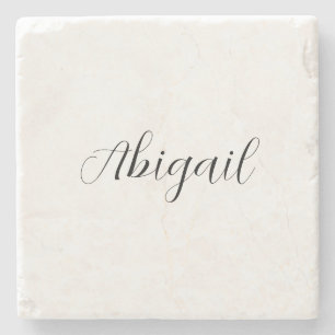 Calligraphy Elegant Black White Plain Simple Namn Stenunderlägg