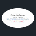 Calligraphy Elegant Black & White Välkommen Bröllo Ovalt Klistermärke<br><div class="desc">Tittar du för en vacker kalligrafi med en estetisk handstil? Den här enkla, öga-fångstdesignen är till för dig. Denna utformning, som är särskilt utformad för giftermål och namn använda, imponerar omedelbart på dem som ser den. Etikettens bra och smakfulla utformning kommer omedelbart att återspegla kvaliteten på din relation och familj....</div>