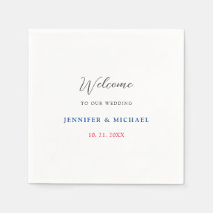 Calligraphy Elegant Black & White Välkommen Bröllo Pappersservett