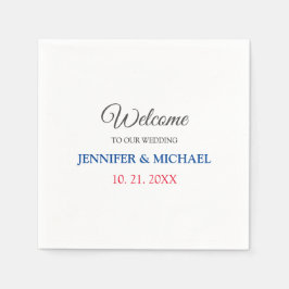 Calligraphy Elegant Black & White Välkommen Bröllo Pappersservett
