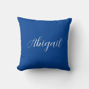 Calligraphy Elegant Blue White Plain Simple Namn Kudde