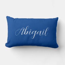 Calligraphy Elegant Blue White Plain Simple Namn Lumbarkudde