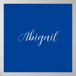 Calligraphy Elegant Blue White Plain Simple Namn Poster