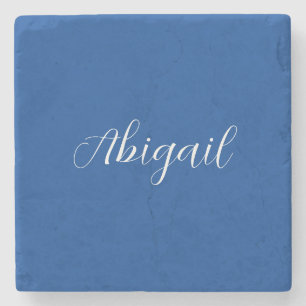 Calligraphy Elegant Blue White Plain Simple Namn Stenunderlägg