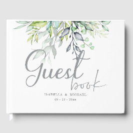 Calligraphy Elegant Botanical Bröllop Gästböcker