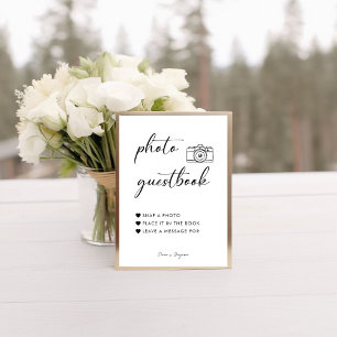 Calligraphy Elegant bröllop Photo Guestbook-tecken Poster