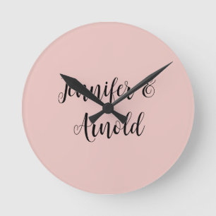 Calligraphy Elegant Cute Plain Rund Klocka