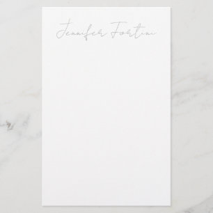 Calligraphy Elegant Grått & White Plain Simple Brevpapper