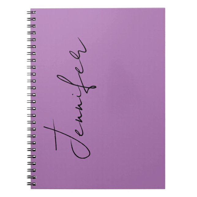 Calligraphy Elegant Lavender Plain Simple Namn Anteckningsbok (Framsidan)