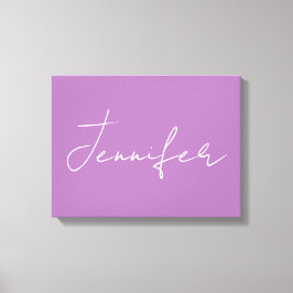 Calligraphy Elegant Lavender Plain Simple Namn Canvastryck