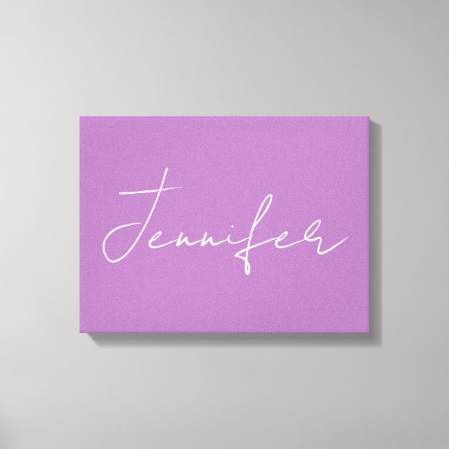 Calligraphy Elegant Lavender Plain Simple Namn Canvastryck (Framsida)
