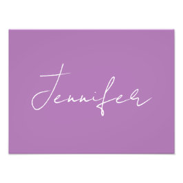 Calligraphy Elegant Lavender Plain Simple Namn Fototryck