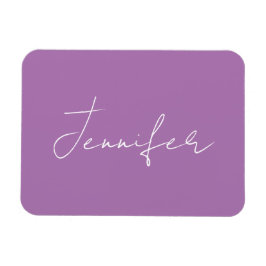 Calligraphy Elegant Lavender Plain Simple Namn Magnet