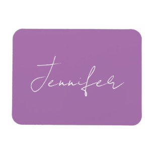 Calligraphy Elegant Lavender Plain Simple Namn Magnet