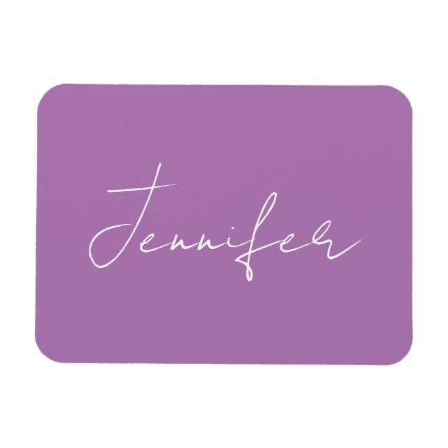 Calligraphy Elegant Lavender Plain Simple Namn Magnet (Horisontell)