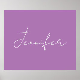 Calligraphy Elegant Lavender Plain Simple Namn Poster