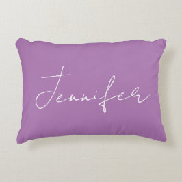 Calligraphy Elegant Lavender Plain Simple Namn Prydnadskudde