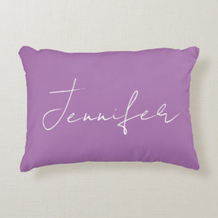 Calligraphy Elegant Lavender Plain Simple Namn Prydnadskudde