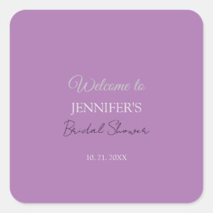 Calligraphy Elegant Lavender VälkomstMöhippa Fyrkantigt Klistermärke