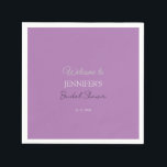 Calligraphy Elegant Lavender VälkomstMöhippa Pappersservett<br><div class="desc">Tittar du för en vacker kalligrafi med en estetisk handstil? Den här enkla,  öga-fångstdesignen är till för dig. Denna utformning,  som är särskilt utformad för giftermål och namn använda,  imponerar omedelbart på dem som ser den.</div>