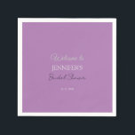 Calligraphy Elegant Lavender VälkomstMöhippa Pappersservett<br><div class="desc">Tittar du för en vacker kalligrafi med en estetisk handstil? Den här enkla,  öga-fångstdesignen är till för dig. Denna utformning,  som är särskilt utformad för giftermål och namn använda,  imponerar omedelbart på dem som ser den.</div>