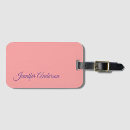 Calligraphy Elegant Pastel Red Personlig Namn Bagagebricka