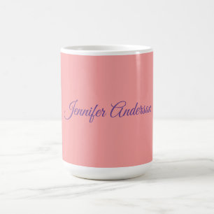 Calligraphy Elegant Pastel Red Personlig Namn Kaffemugg