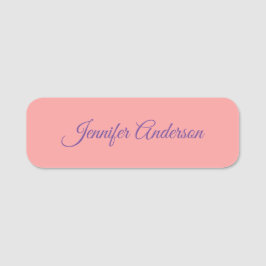 Calligraphy Elegant Pastel Red Personlig Namn Namnbricka