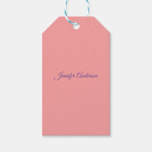 Calligraphy Elegant Pastel Red Personlig Namn Presentetikett
